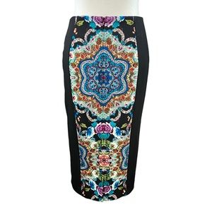 Black and Paisley Print Pencil Skirt by Nicole Miller. Sz XS